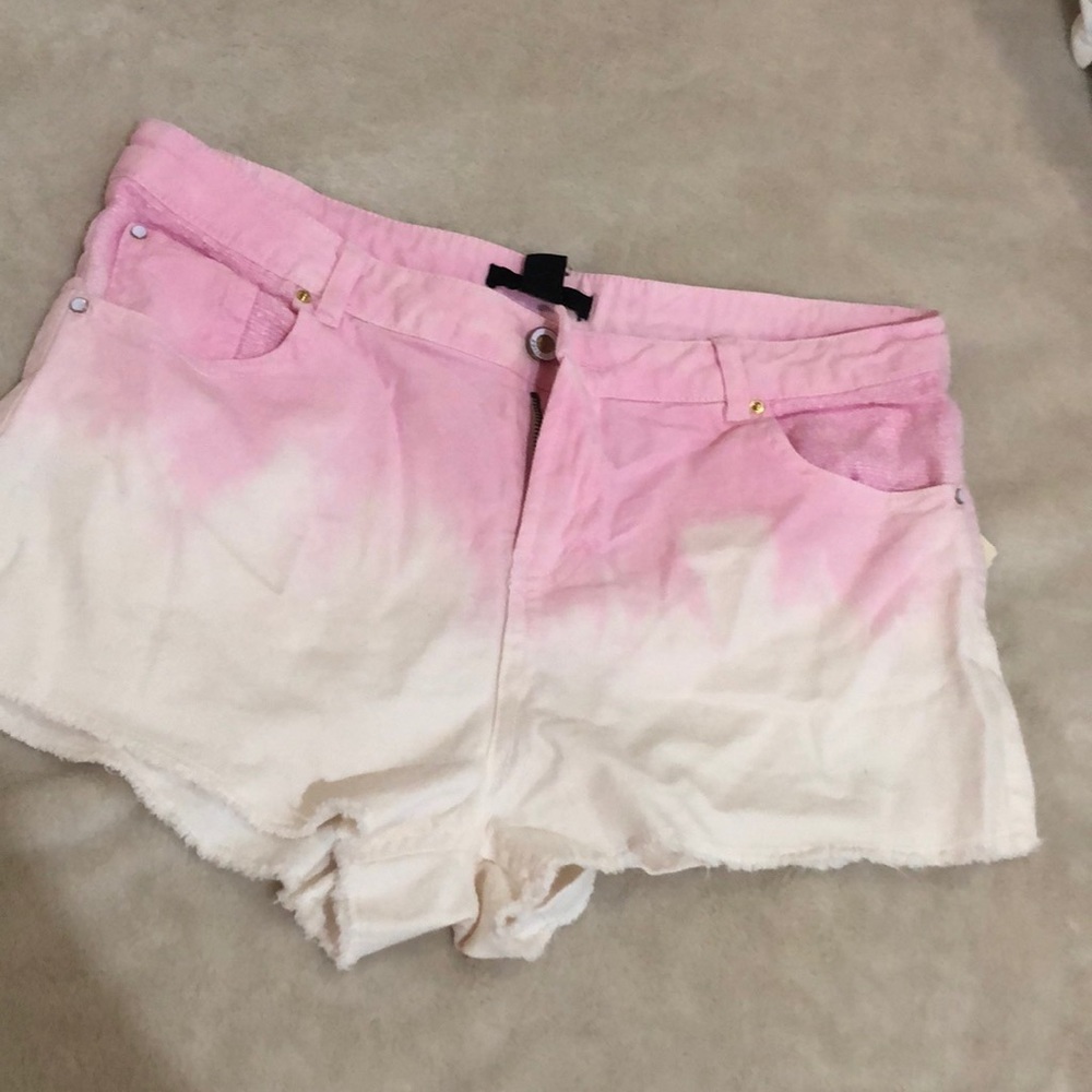 Pink white ombré high waisted shorts